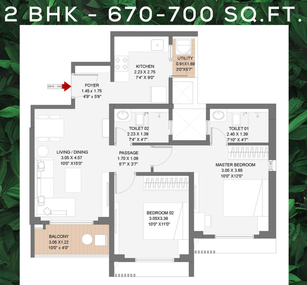 Godrej Evergreen Square Floor Plan 2bhk