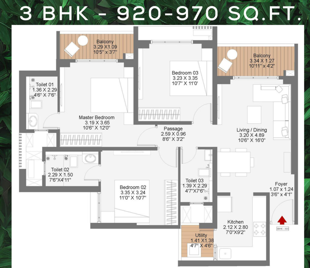 Godrej Evergreen Square Floor Plan 3bhk