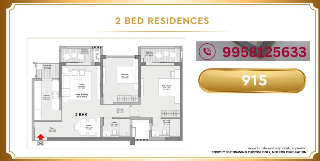Godrej elaris 2 bhk floor plan 915 sq ft